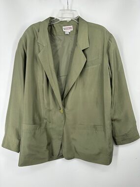 Silk Olive Green Women's Blazer Jacket